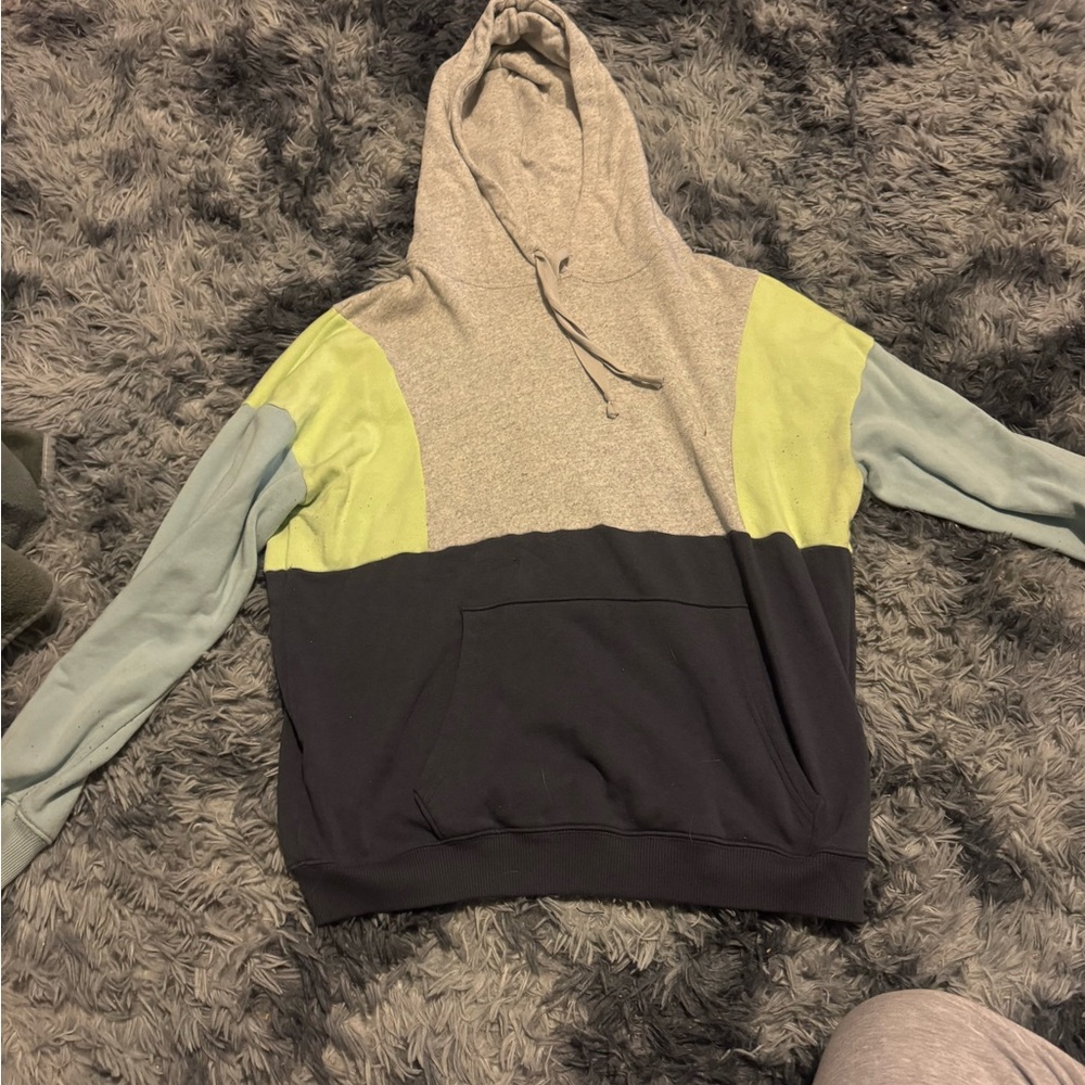 Colorblock Hoodie - Gray, Yellow, and Black
